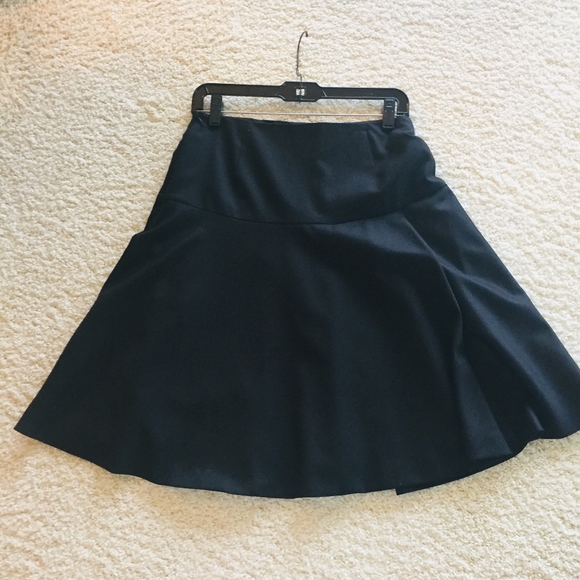 AKRIS LAMB NAPPA LEATHER/WOOL SKIRT - Picture 4 of 8